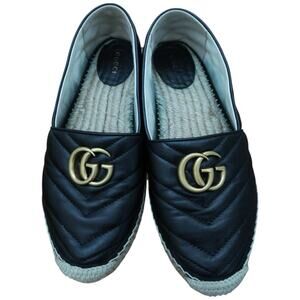 Gucci Women's Pilar GG Matelassé Espadrille Flats in Black Size 38.5